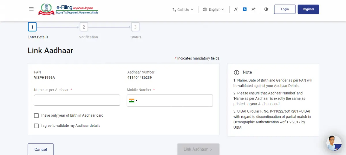 income tax aadhaar link